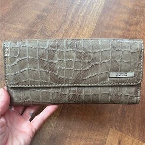 Like new Kenneth Cole Reaction Taupe Croc-Embossed Clutch